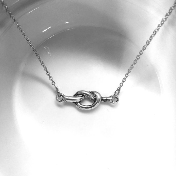 Miniature Love Knot Charm Necklace - Picture 2 of 2